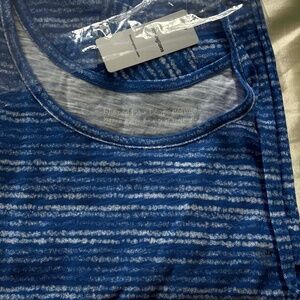 T-SHIRT, ROUND NECK, MONACO BLUE & WHITE, SIZE 3X, SHAPED FIT PRINTED, PENNINGTO